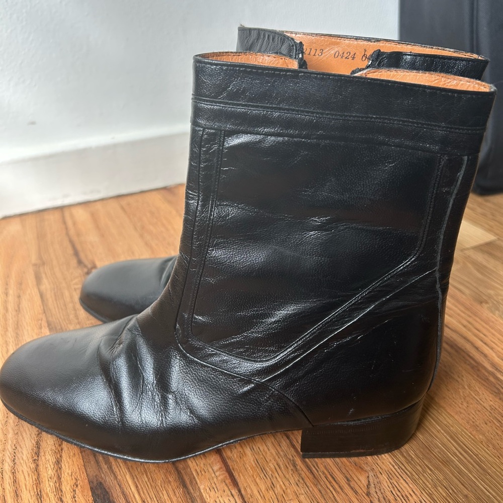 Vintage Paul Chardo Black Leather Ankle Boots with Zipper Closure - Picture 7 of 8